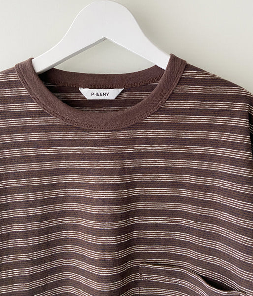 PHEENY/MULTI BORDER POCKET TEE(BROWN)