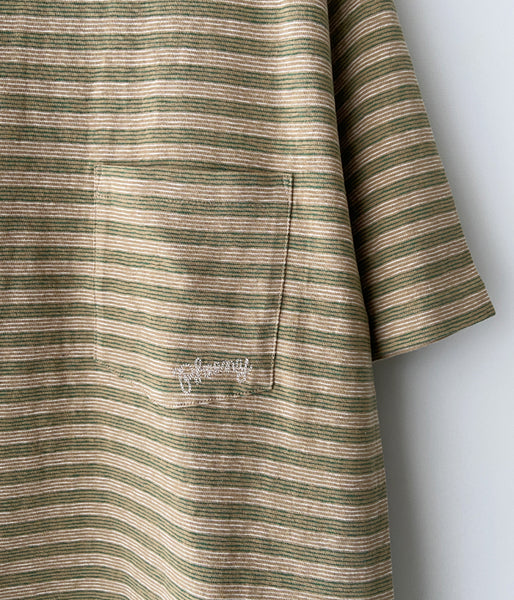 PHEENY/MULTI BORDER POCKET TEE(KHAKI)