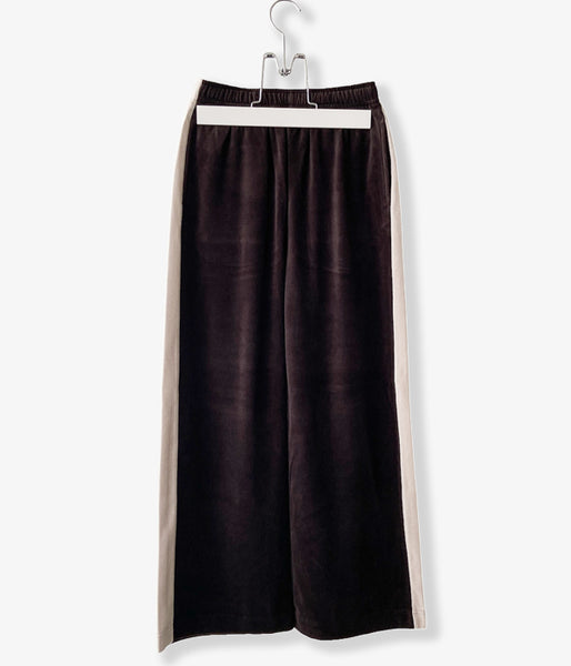 PHEENY/COTTON VELOURS SIDE STRIPE GATHERED PANTS(BROWN)