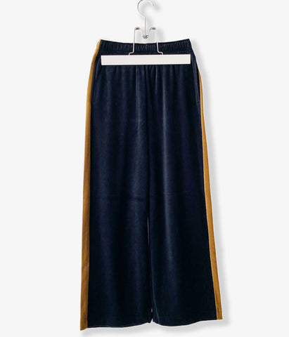 PHEENY/COTTON VELOURS SIDE STRIPE GATHERED PANTS(NAVY)