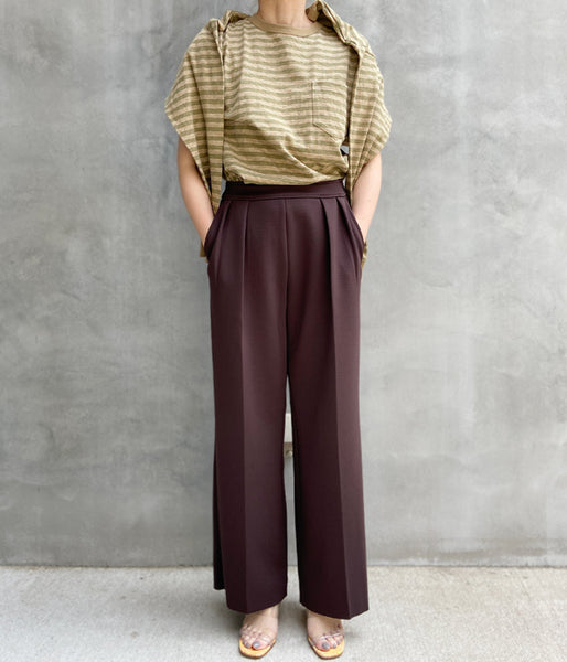 PHEENY/AMUNZEN 2 TUCK WIDE PANTS(BROWN)