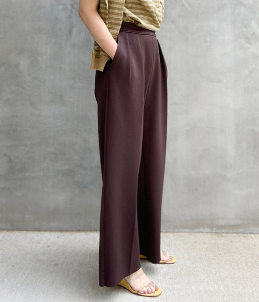 PHEENY/AMUNZEN 2 TUCK WIDE PANTS(BROWN)