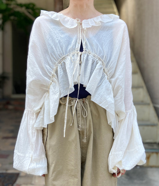 nowos/GATHER BLOUSE(WHITE)