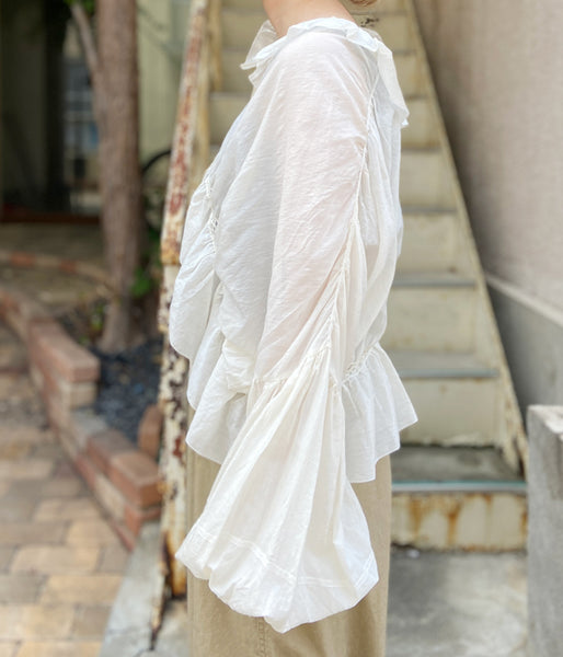 nowos/GATHER BLOUSE(WHITE)