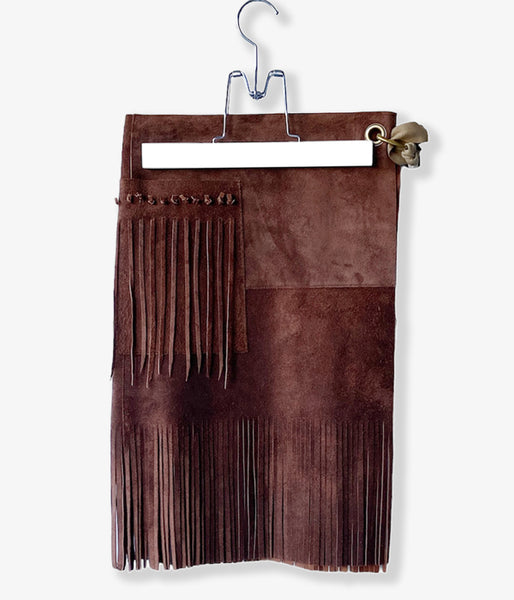 nowos/LEATHER WRAP SKIRT(BROWN)