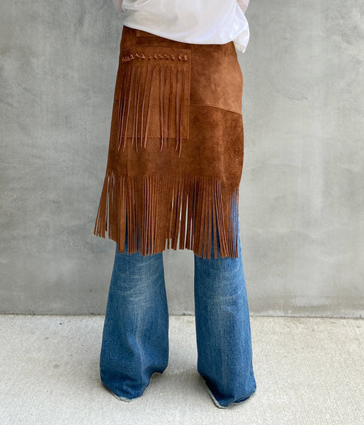 nowos/LEATHER WRAP SKIRT(BROWN)