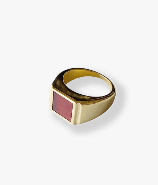 R.ALAGAN/SIGNET RING (RED AGATE)