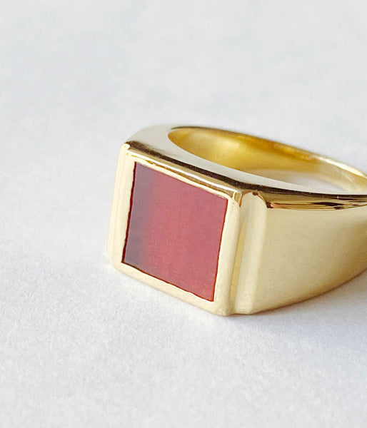 R.ALAGAN/SIGNET RING (RED AGATE)