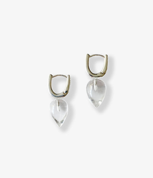 R.ALAGAN/DEWDROP STONE HOOPS(CRYSTAL)