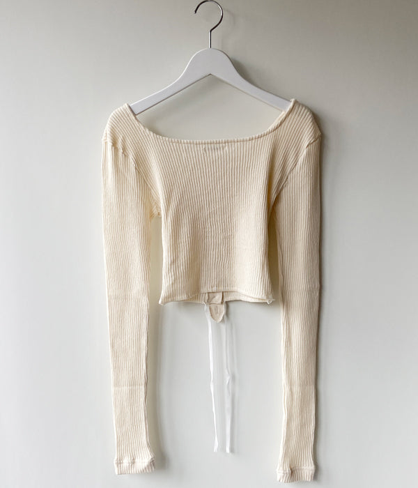 FUMIKA_UCHIDA/VINTAGE RIBBED CORSET TOP_LONG SLEEVE(OFFWHITE)