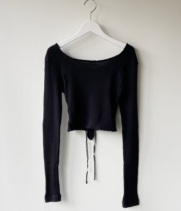 FUMIKA_UCHIDA/VINTAGE RIBBED CORSET TOP_LONG SLEEVE(BLACK)