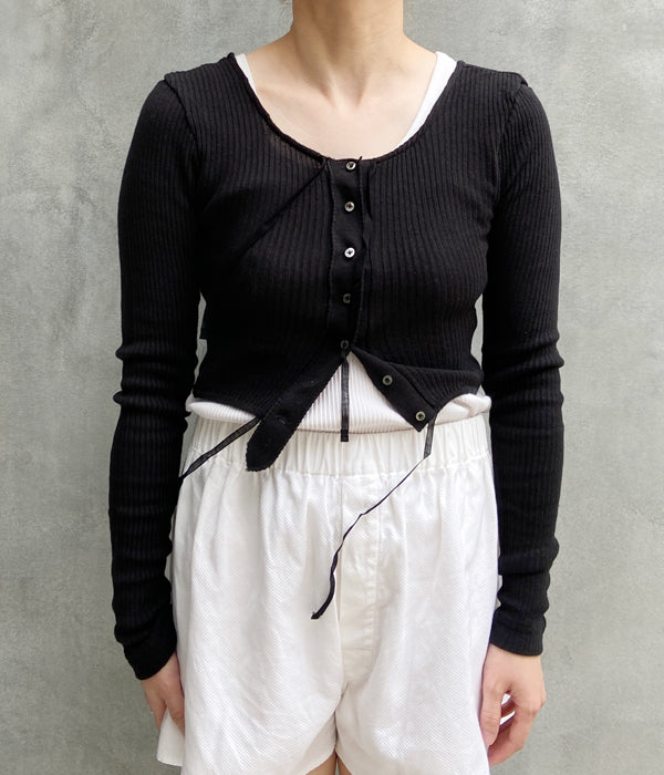 トップス fumika uchida VINTAGE RIBBED CORSET TOP FUMIKA UCHIDA： VINTAGE RIBBED CORSET SLEEVELESS TOP - OFF