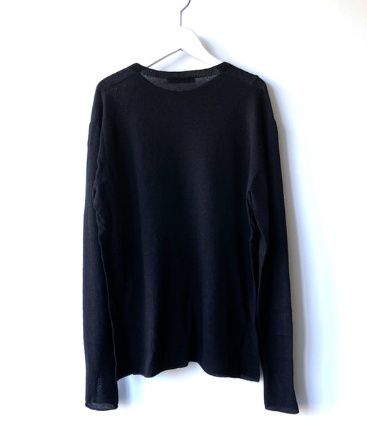 PHEENY/CASHMERE SILK WHOLEGARMENT SHEER L/S(BLACK)