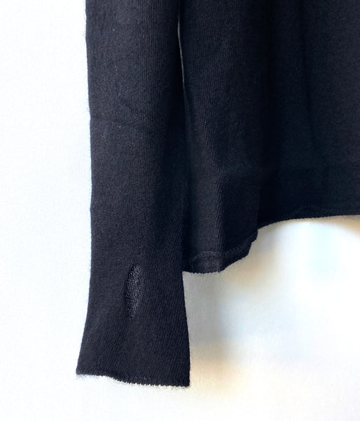 PHEENY/CASHMERE SILK WHOLEGARMENT SHEER L/S(BLACK)