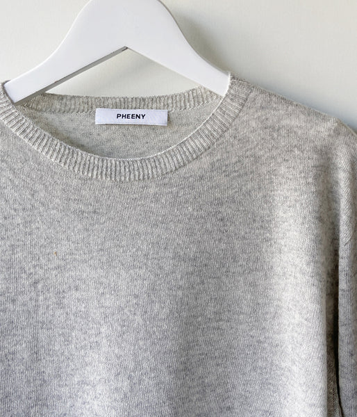 PHEENY/CASHMERE SILK WHOLEGARMENT SHEER L/S(L.GRAY)