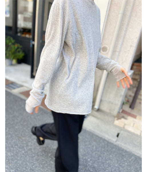 PHEENY/CASHMERE SILK WHOLEGARMENT SHEER L/S(L.GRAY)