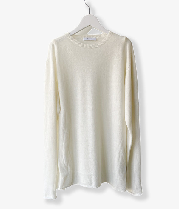 PHEENY/CASHMERE SILK WHOLEGARMENT SHEER L/S(IVORY)