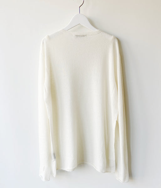 PHEENY/CASHMERE SILK WHOLEGARMENT SHEER L/S(IVORY)