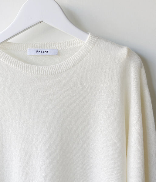 PHEENY/CASHMERE SILK WHOLEGARMENT SHEER L/S(IVORY)