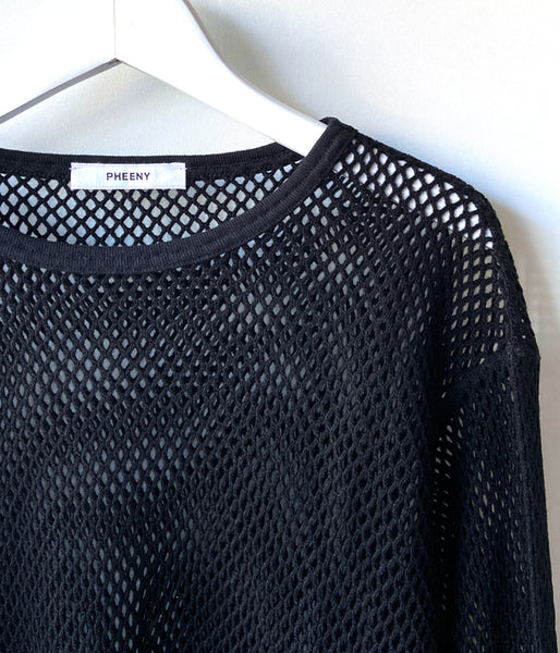 PHEENY/BULKY WOOL MESH L/S(BLACK)