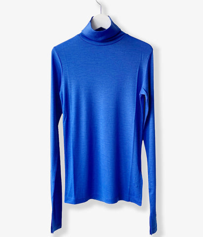 PHEENY/WOOL CIRCULAR RIB HIGH NECK(BLUE)