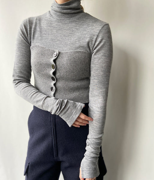 PHEENY/WOOL CIRCULAR RIB HIGH NECK(GRAY)