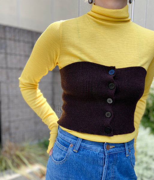 PHEENY/WOOL CIRCULAR RIB HIGH NECK(YELLOW)