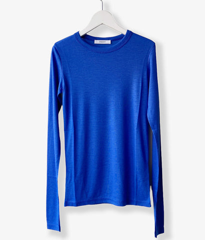 PHEENY/WOOL CIRCULAR RIB CREW NECK(BLUE)