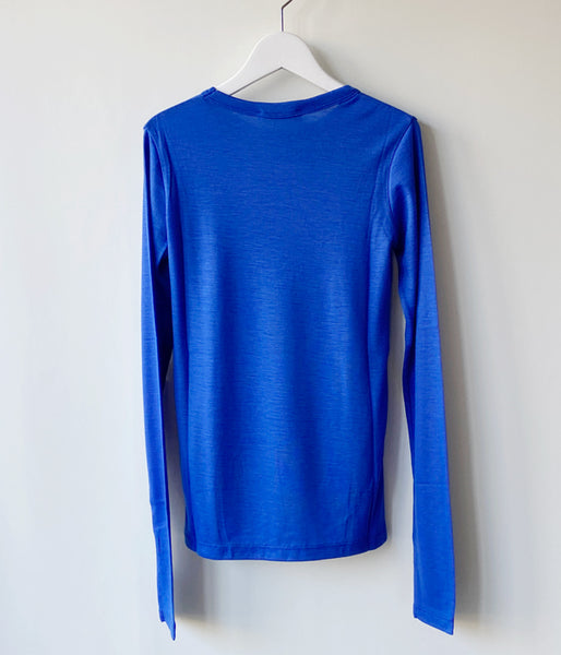 PHEENY/WOOL CIRCULAR RIB CREW NECK(BLUE)