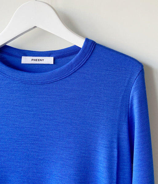 PHEENY/WOOL CIRCULAR RIB CREW NECK(BLUE)