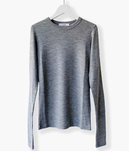 PHEENY/WOOL CIRCULAR RIB CREW NECK(GRAY)