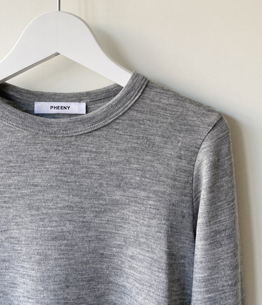 PHEENY/WOOL CIRCULAR RIB CREW NECK(GRAY)