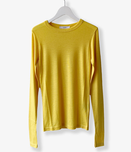 PHEENY/WOOL CIRCULAR RIB CREW NECK(YELLOW)