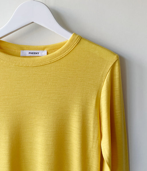 PHEENY/WOOL CIRCULAR RIB CREW NECK(YELLOW)