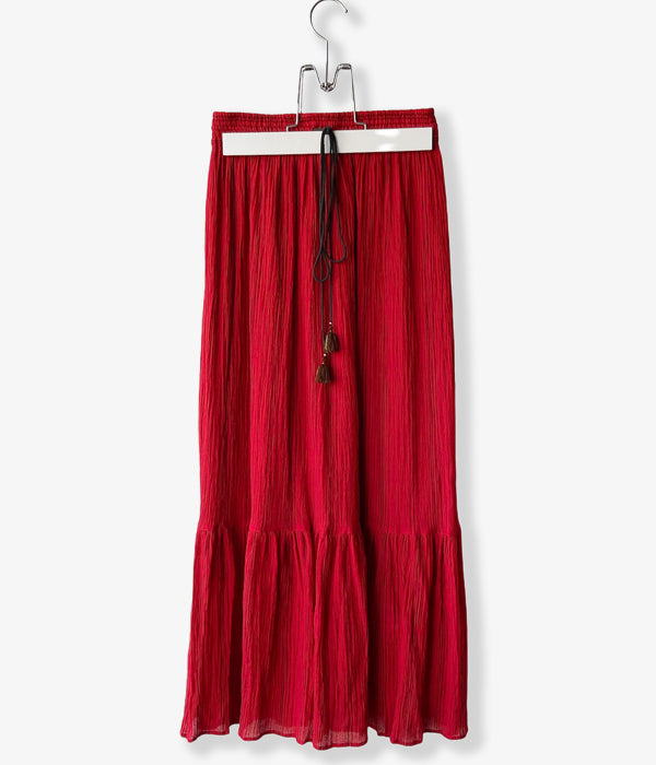 nowos/STRIPED SKIRT(RED)