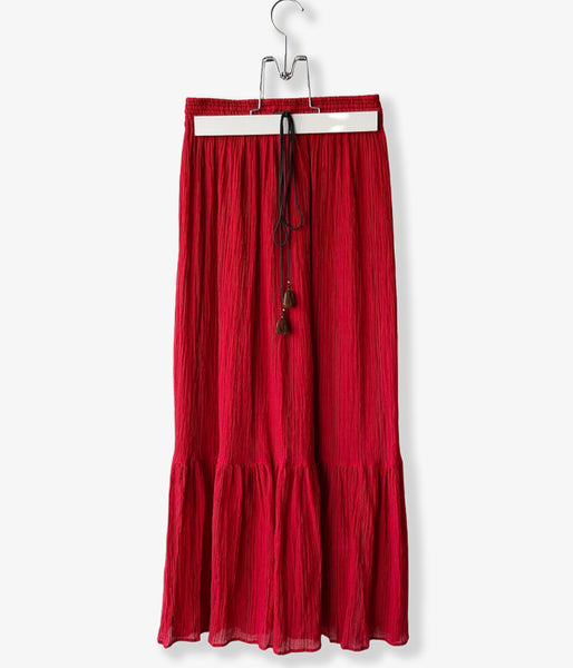 nowos/STRIPED SKIRT(RED)