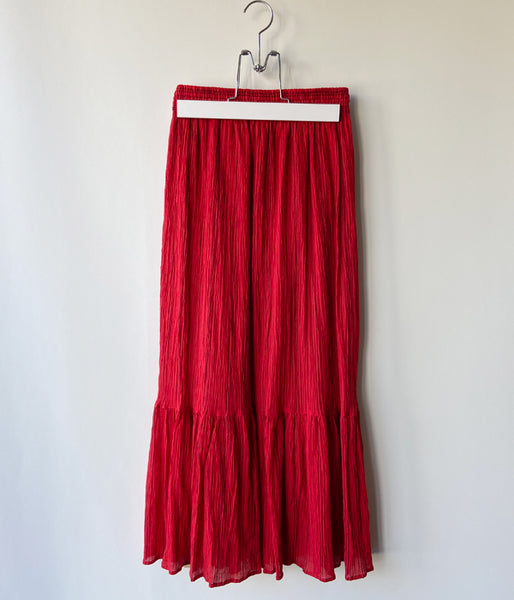 nowos/STRIPED SKIRT(RED)