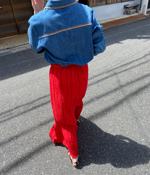 nowos/STRIPED SKIRT(RED)