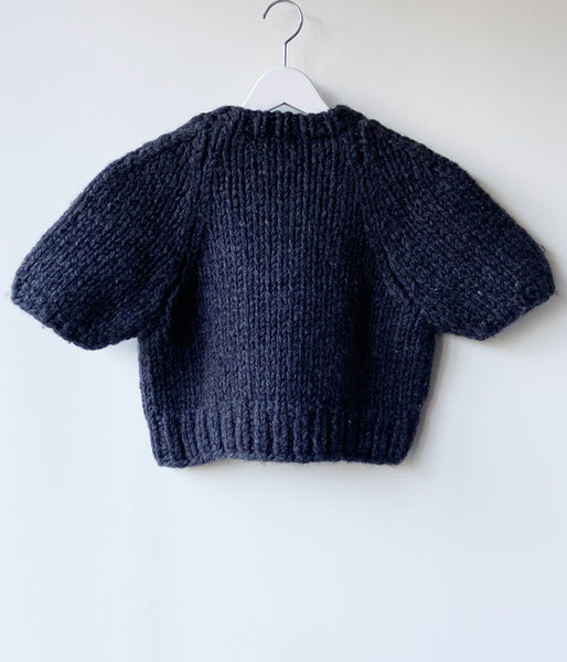 FUMIKA_UCHIDA/HAND KNITTED SHORT SLEEVE SWEATER(CHARCOAL)