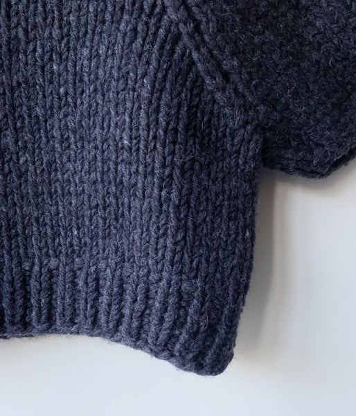 FUMIKA_UCHIDA/HAND KNITTED SHORT SLEEVE SWEATER(CHARCOAL)