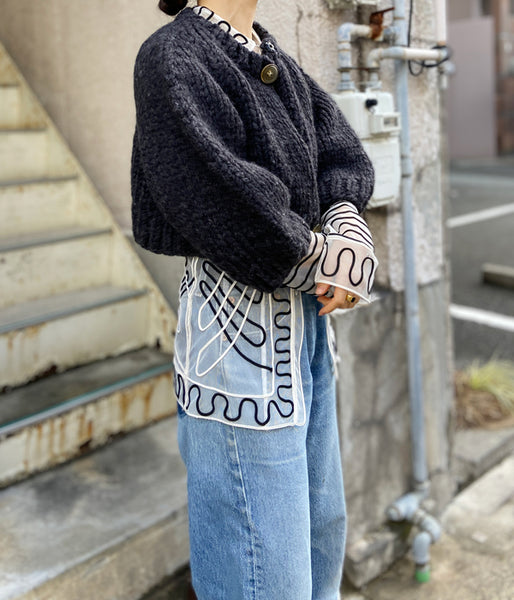 FUMIKA_UCHIDA/HAND KNITTED CARDIGAN(CHARCOAL)