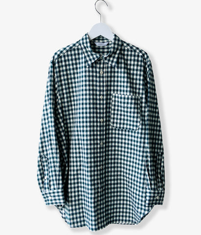 PHEENY/COTTON RAYON CHECK FLANNEL SHIRT(GREEN)