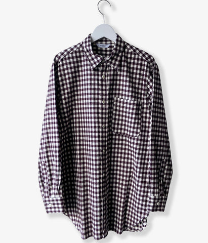 PHEENY/COTTON RAYON CHECK FLANNEL SHIRT(BURGUNDY)