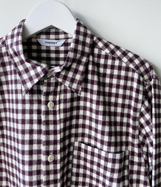 PHEENY/COTTON RAYON CHECK FLANNEL SHIRT(BURGUNDY)