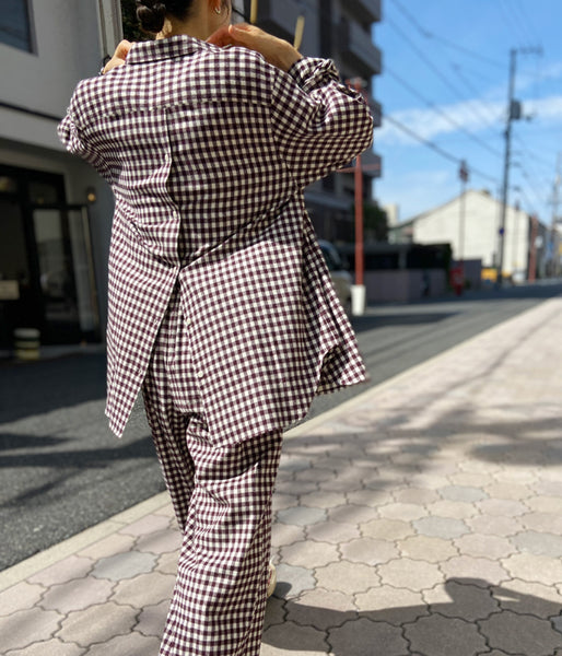 PHEENY/COTTON RAYON CHECK FLANNEL SHIRT(BURGUNDY)