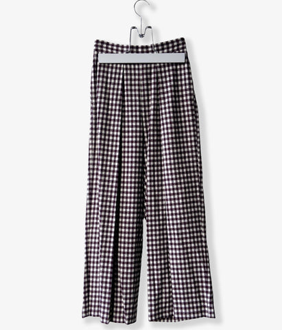 PHEENY/COTTON RAYON CHECK FLANNEL GATHERED PANTS(BURGUNDY)