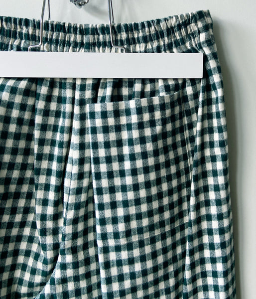 PHEENY/COTTON RAYON CHECK FLANNEL GATHERED PANTS(GREEN)