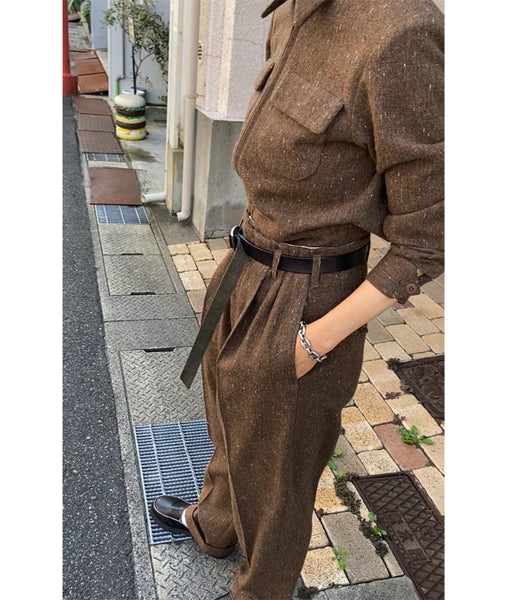 FUMIKA_UCHIDA/SPLASHED PATTERN ZIP-UP BLOUSON(BROWN)