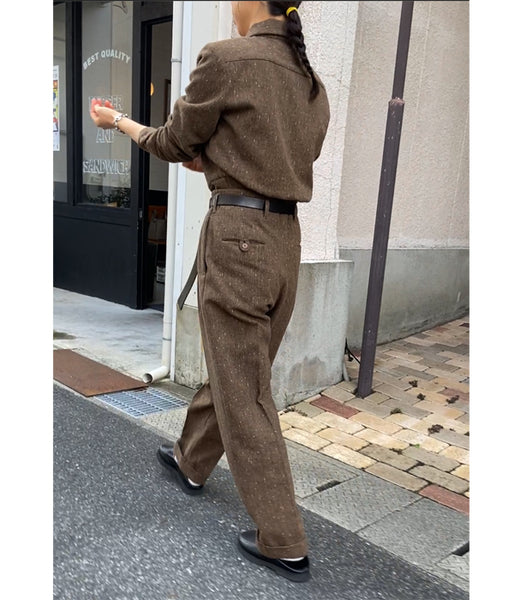 FUMIKA_UCHIDA/SPLASHED PATTERN ZIP-UP BLOUSON(BROWN)