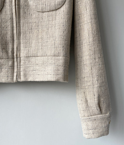 FUMIKA_UCHIDA/SPLASHED PATTERN ZIP-UP BLOUSON(OATMEAL)